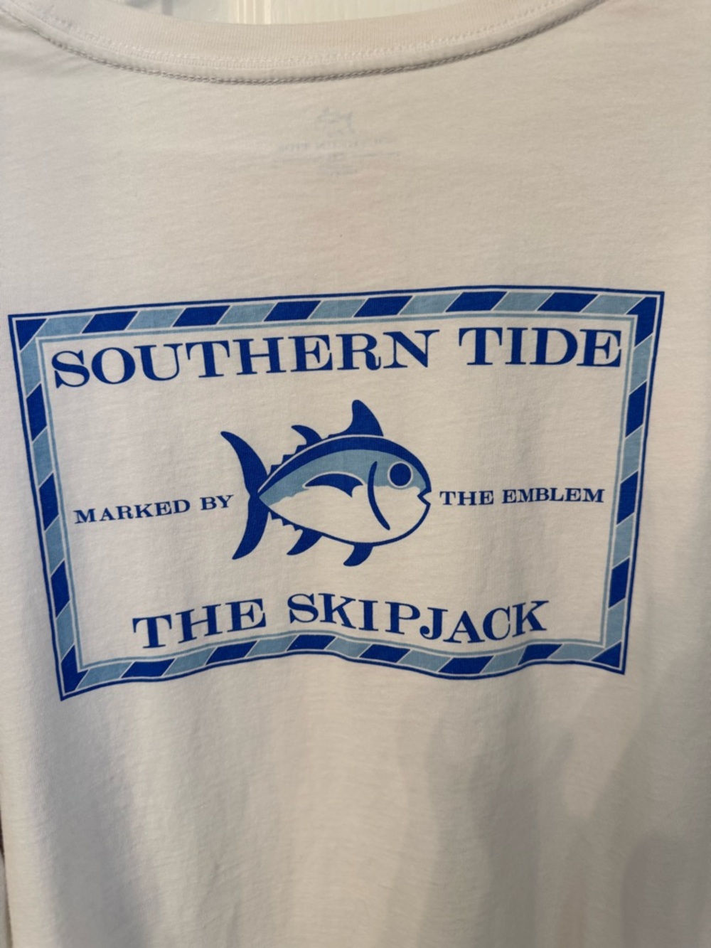 Southern Tide Long-Sleeve Tee in White with Blue Skipjack Logo Size XXL - Picture 5 of 5